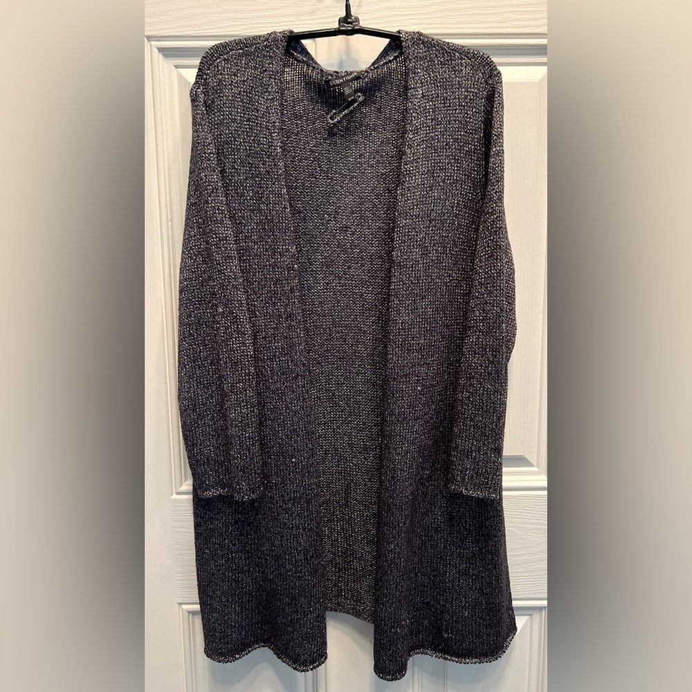 Eileen Fisher duster cardigan. gunmetal with slight metallic sheen